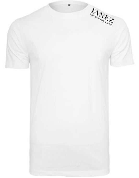 Round Neck T-Shirt "Trust No One" mit Druck links auf der Schulter