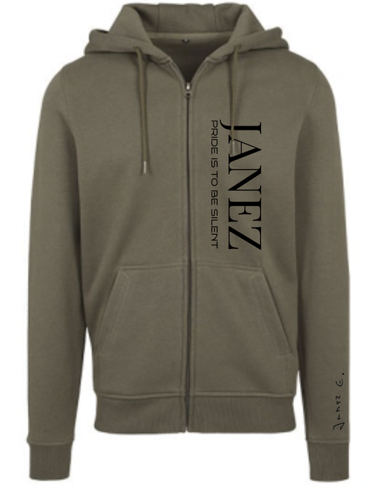 Heavy Zip-Hoodie "Pride Is To Be Silent" oliv